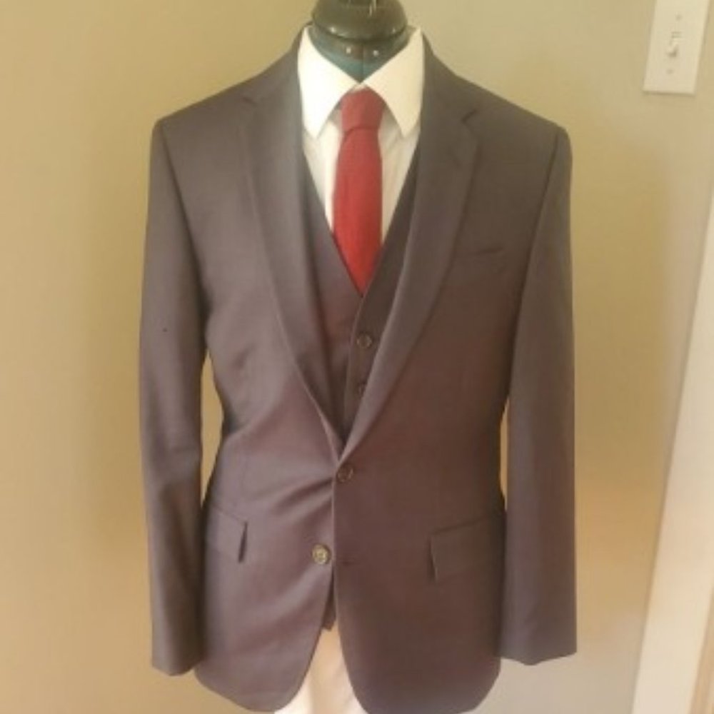 J. Crew Navy Slim 3 Piece Suit in Wool (38S)